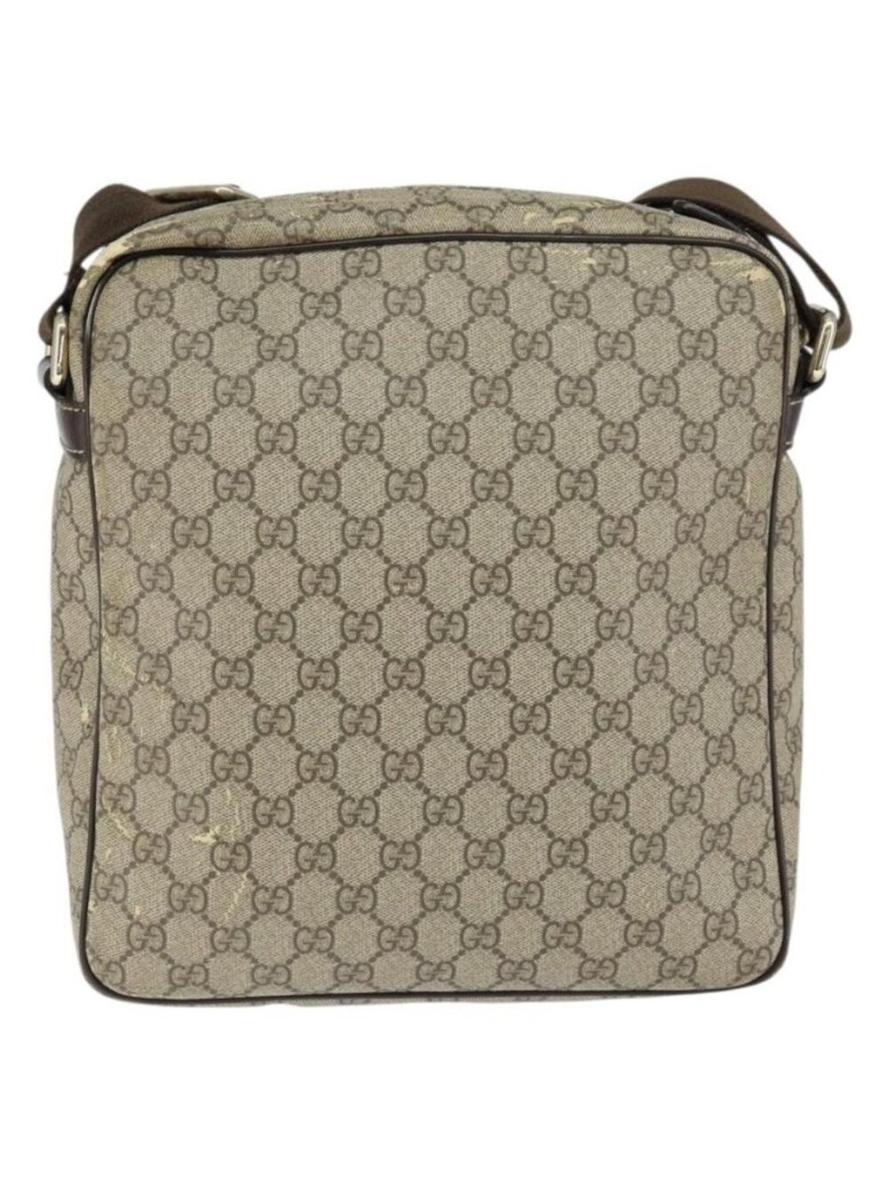 Authentic GUCCI GG Supreme Shoulder Bag PVC Brown Gold 201448 - Picture 9 of 16